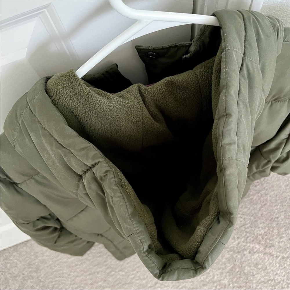 Olive Green Hooded Puffer Jacket - Picture 9 of 13